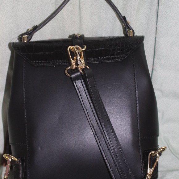 NWT House of Harlow 1960 Italy Genuine Leather Handbag Backpack Bacl To School main image 9